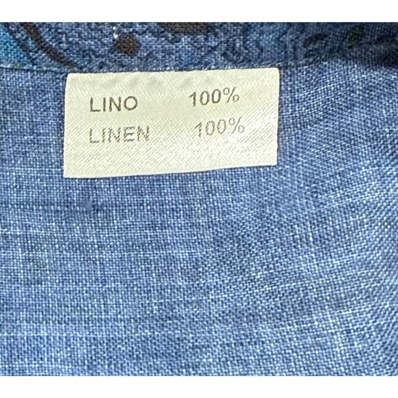 Vincenzo De Lauziers Men's Blue Paisley 100% Linen Shirt Size US16 41 Italy(07) - Picture 4 of 10